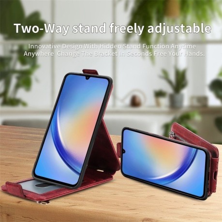 Флип-чехол Zipper Wallet Vertical для Samsung Galaxy A35 5G - красный
