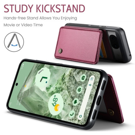 Чехол CaseMe C22 Card Slots Holder RFID Anti-theft для Google Pixel 8a - винно-красный