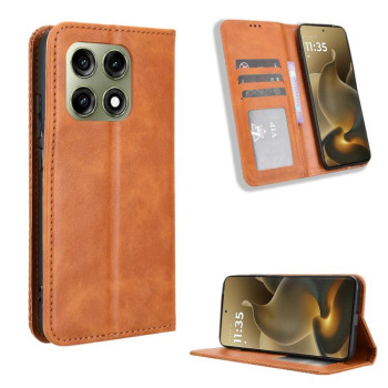 Чохол-книжка Magnetic Buckle Retro Crazy Horse Texture на Motorola Edge 70 Pro 5G — коричневий
