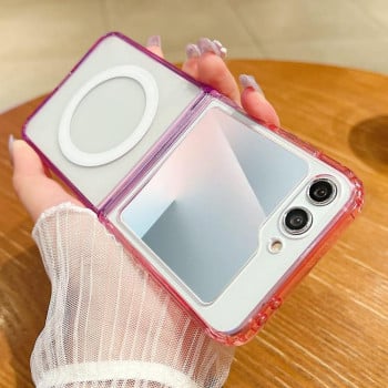 Прозрачный чехол с контрастными градиентом с MagSafe на Samsung Galaxy Flip 7 5G -  фиолетовый