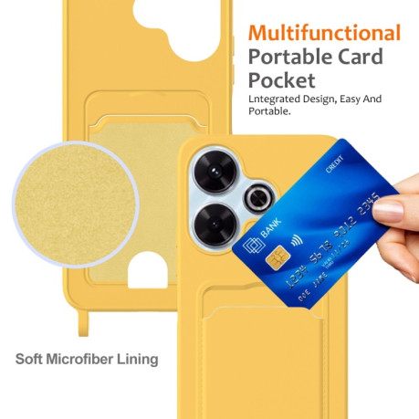 Силіконовий чохол Integrated Card Bag Solid Color Liquid Silicone на Xiaomi Poco M6 4G - жовтий