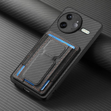 Противоударний чехол Carbon Fiber Card Bag для Xiaomi Poco F7 Ultra - чорний