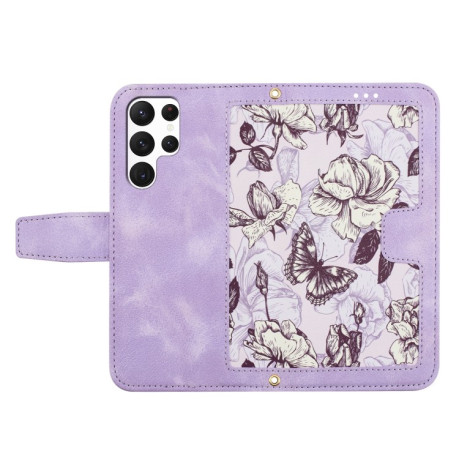 Чехол-книжка Floral Pattern Leather для Samsung Galaxy S25 Ultra 5G - фиолетовый