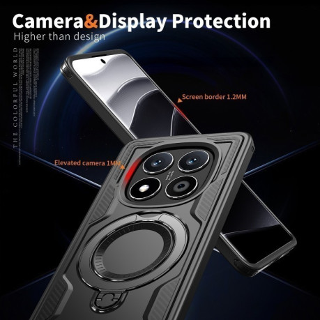 Протиударний чохол MagSafe Holder Armor PC Hybrid для Xiaomi Redmi Note 14 Pro 5G/Poco X7 - чорний