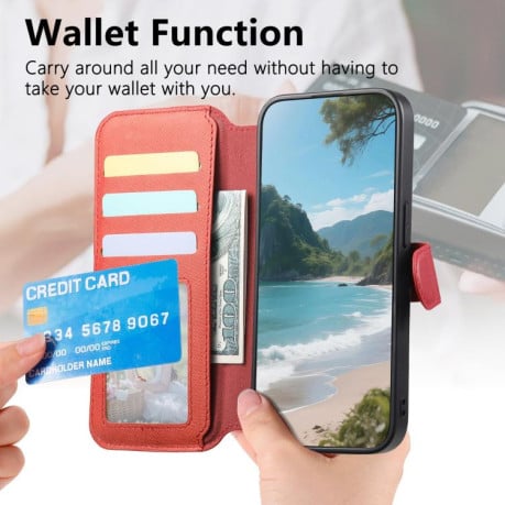 Чохол-книжка Twill Fabric з MagSafe RFID+кишенька на карт на Samsung Galaxy A07 4G / 5G - помаранчевий