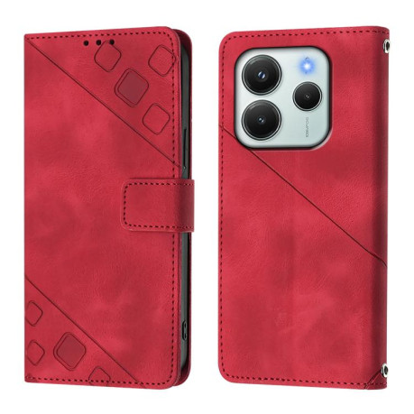 Чохол-книжка Skin-feel Embossed для Xiaomi Redmi Note 14 4G 164.84mm - червоний