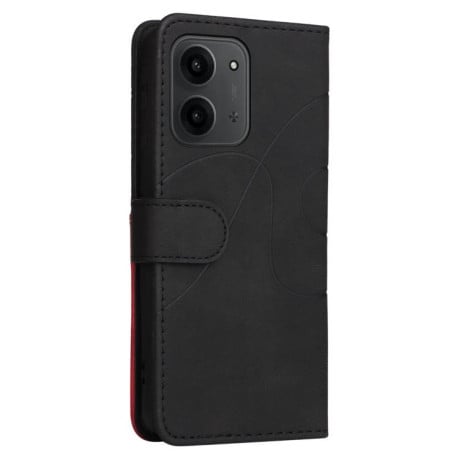 Чохол-книжка Dual-color Splicing Flip Leather на Xiaomi Redmi 15C 4G EU / 15C 5G 173.1mm - чорно-червоний