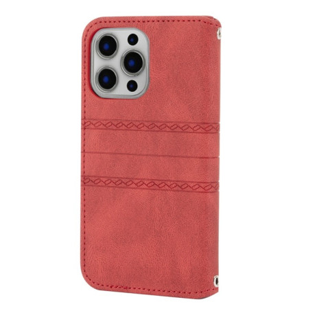 Чехол-книжка Embossed Striped для iPhone 13 mini - красный