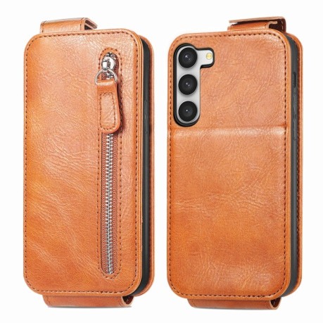 Фліп-чохол Zipper Wallet Vertical для Samsung Galaxy S23 Ultra 5G - коричневий