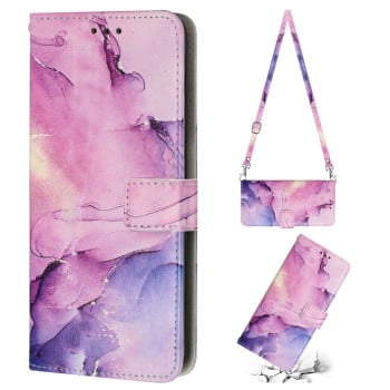 Чехол-книжка Crossbody Painted Marble для Xiaomi Redmi Note 12 Pro Speed / Poco X5 Pro 5G - фиолетовый