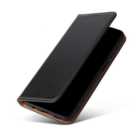 Кожаный чехол-книжка Fierre Shann Genuine leather  для Samsung Galaxy A35 5G - черный
