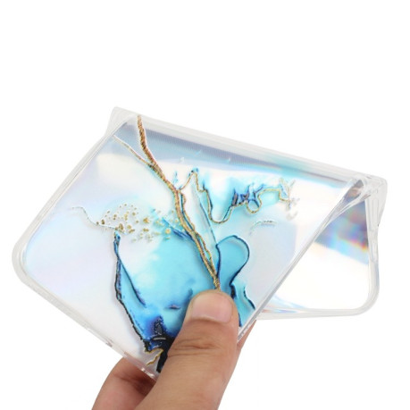 Противоударный чехол Laser Marble для Samsung Galaxy S21 FE - синий