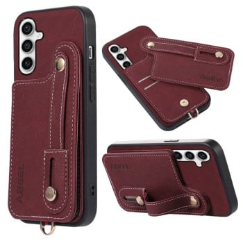 Противоударный чехол ABEEL Litchi Texture Card Bag для Samsung Galaxy S23 FE 5G - фиолетовый