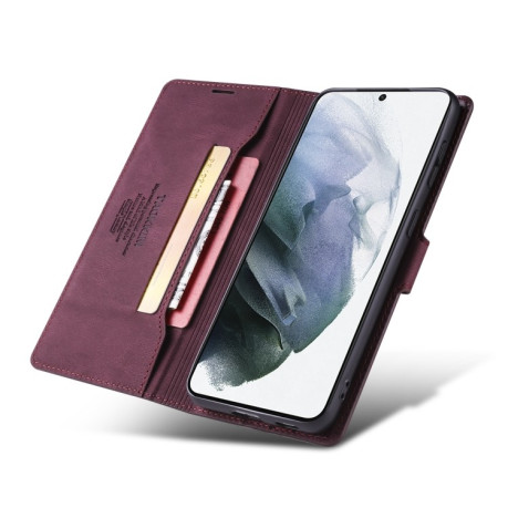 Чехол-книжка TAOKKIM Skin Feel для Samsung Galaxy S21 FE - красный