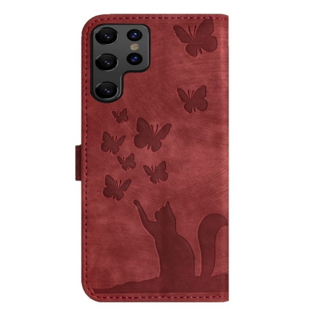 Чохол-книжка Cat Embossing Pattern  для Samsung Galaxy S25 Ultra 5G - червоний