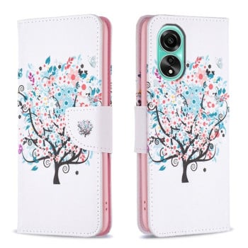 Чехол-книжка Colored Drawing Pattern для OPPO A78 4G - Tree