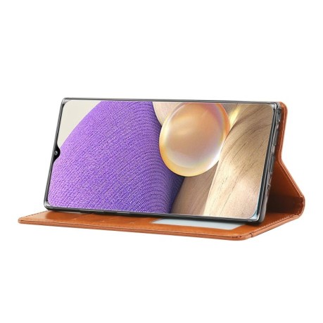 Кожаный чехол- книжка Knead Skin Texture на Samsung Galaxy A33 5G - винно-красный
