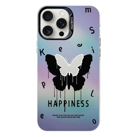 Чохол Electroplated Silver Series PC для iPhone 16 Pro - Black Butterfly