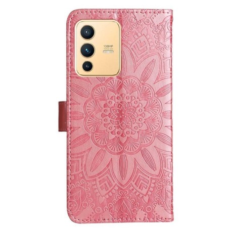 Чехол-книжка Embossed Sunflower для Vivo S12 / V23 5G - розовое золото