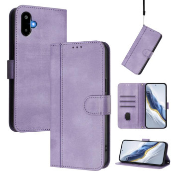 Чехол-книжка Line Splicing Buckle Retro Leather для Samsung Galaxy M06 5G - фиолетовый