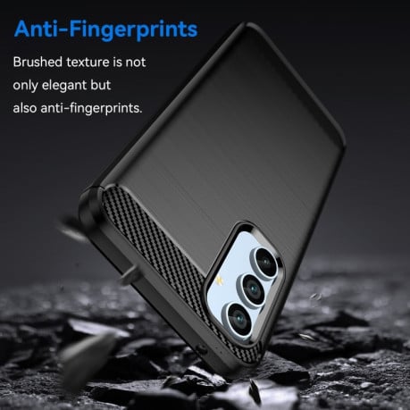 Противоударный чехол Brushed Texture Carbon Fiber на Samsung Galaxy A54 5G - черный