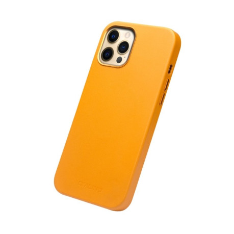 Кожаный чехол QIALINO Nappa Leather Case (with MagSafe Support) для iPhone 12 / 12 Pro - желтый