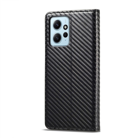 Чохол-книжка LC.IMEEKE Carbon Fiber для Xiaomi Redmi Note 12 4G - Vertical Black