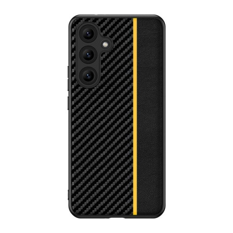 Противоударный чехол Carbon Fiber Splicing для Samsung Galaxy S25 5G - желтый