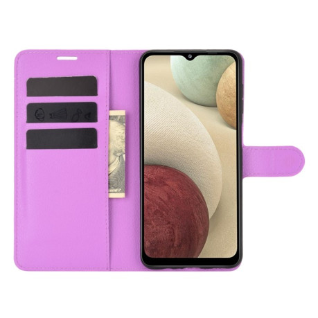 Чохол-книжка Litchi Texture Samsung Galaxy A12/M12 - фіолетовий