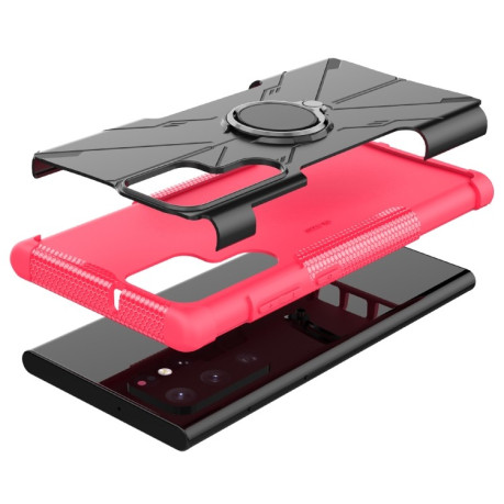 Противоударный чехол Machine Armor Bear для Samsung Galaxy S22 Ultra 5G - пурпурно-красный