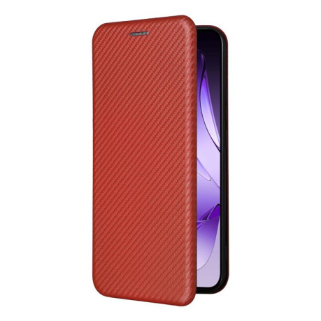 Чохол-книжка Carbon Fiber Texture на OPPO Reno13 5G Global - коричневий