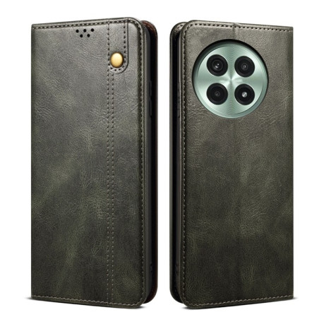 Чехол-книжка Simple Wax Crazy Horse для OnePlus 13 - зеленый