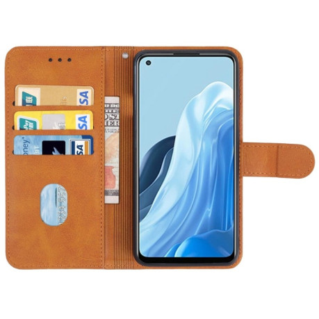 Чохол- книжка Leather Phone Case для OPPO Reno7 4G-коричневий