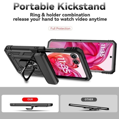Противоударный чехол Sliding Camshield для Motorola razr 50 - черный