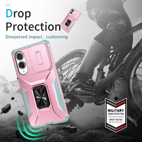Протиударний чохол Sliding Camshield для Samsung Galaxy S25 Edge 5G - Grey Green + Pink