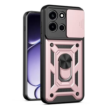 Чехол со шторкой на камеру Sliding Camshield и подставкой на OnePlus Nord 6 5G — розовое золото