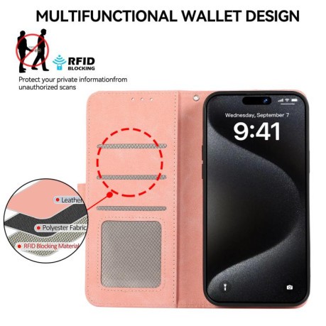 Чохол-книжка ABEEL Color Block Magnetic RFID Leather Motorola Moto G15 4G / G05 - Pink-Cyan