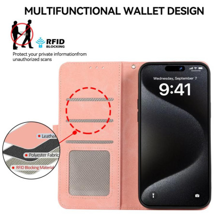 Чохол-книжка ABEEL Color Block Magnetic RFID Leather для iPhone 16e - Pink-Cyan
