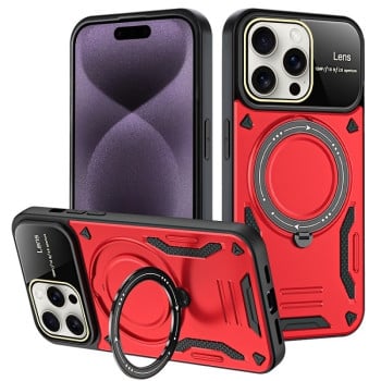 Противоударный чехол Large Window MagSafe Holder для iPhone 16 Pro Max - красный