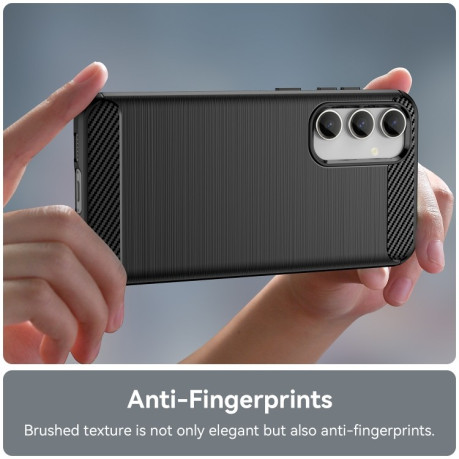 Противоударный чехол Brushed Texture Carbon Fiber на Samsung Galaxy S23 FE - черный