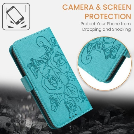 Чохол-книжка Embossed Rose RFID Anti-theft Leather для Xiaomi 14T Pro - блакитний