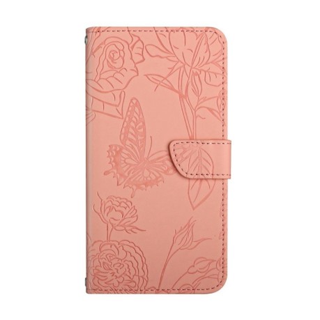 Чехол-книжка Butterfly Peony Embossed для OnePlus 12R 5G Global - розовый