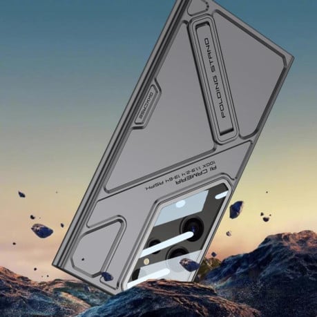 Протиударний чохол GKK Mech Style Ultra-thin Folding Holder Not Included Pen для Samsung Galaxy S25 Ultra 5G - червоний
