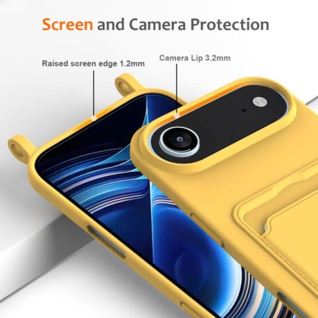 Силиконовый чехол Integrated Card Bag Solid Color Liquid Silicone на iPhone Air - желтый