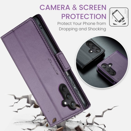 Чехол-книжка CaseMe 023 Butterfly Buckle Litchi Texture RFID Anti-theft Leather для Samsung Galaxy A25 5G - фиолетовый