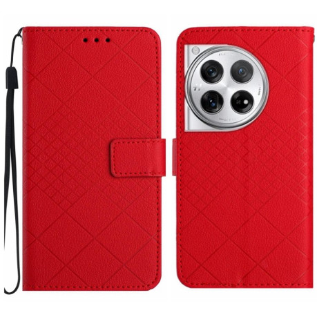 Чохол- книжка Rhombic Grid Texture для OnePlus 12 5G Global - червоний