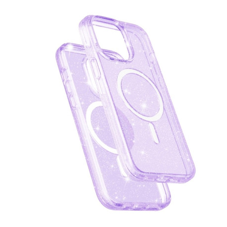 Противоударный чехол Terminator Style Glitter для iPhone 15 Pro - фиолетовый