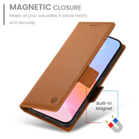 Чехол-книжка Side Buckle Magnetic Frosted Leather для iPhone 16 Pro - коричневый