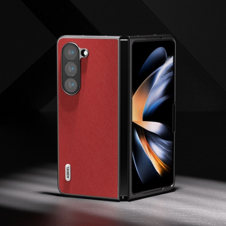 Противоударный кожаный чехол ABEEL Cross Texture для Samsung Galaxy Fold 5 - красный