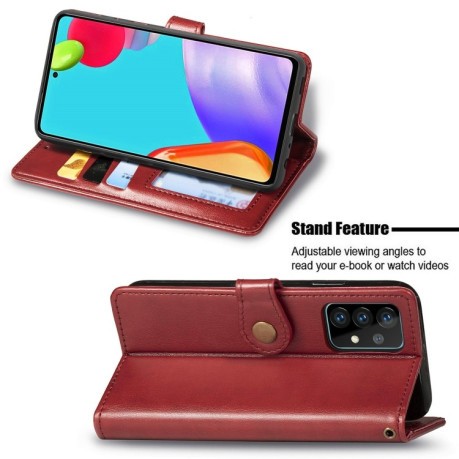 Чохол-книжка Retro Solid Color на Samsung Galaxy A72 - червоний